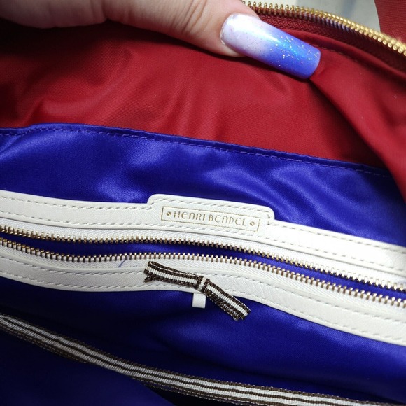 Henri Bendel Womens Backpack Purse Jetsetter Maroon Red Nylon Convertible Travel - Picture 14 of 14